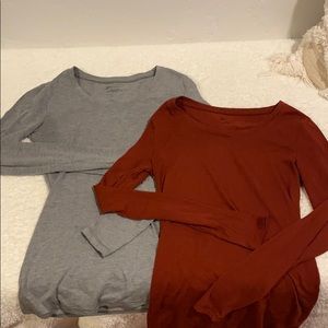 Grey and red long sleeve shirts